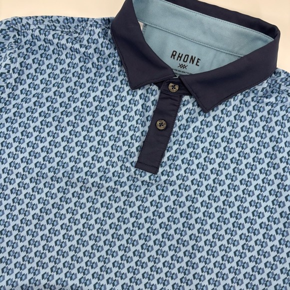 RHONE Other - Rhone Polo Shirt Mens Medium Blue Geometric Diamond Print 101448 Stretch